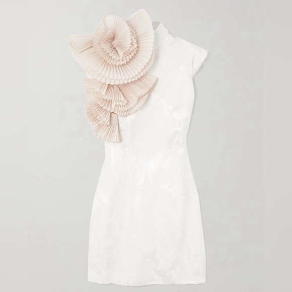 Dries Van Noten SS23 white jacquard dob mini dress pleat like new size 38 US 6 8 - Picture 3 of 14